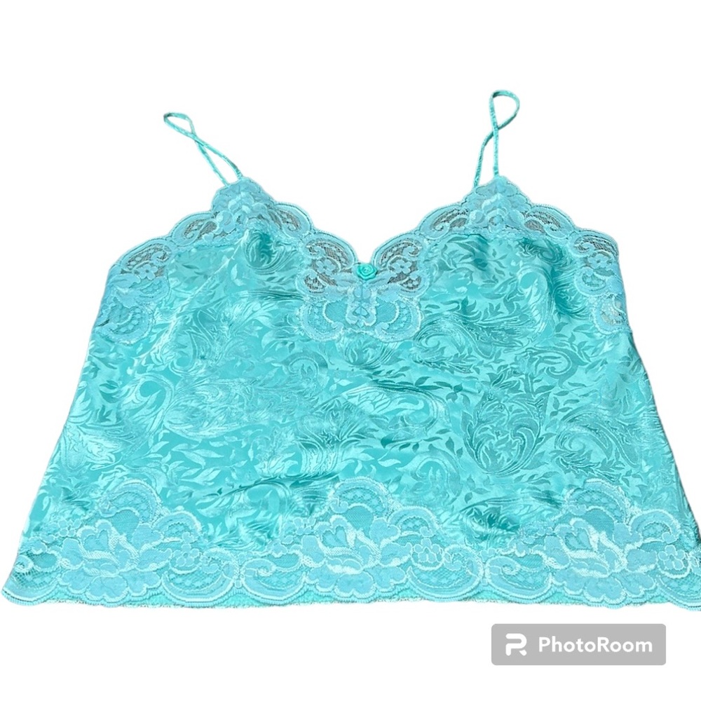 Deena vintage satin lace trims sleep cami size small Made in USA